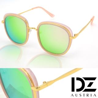 【DZ】UV400防曬偏光太陽眼鏡墨鏡-華貴層線(粉框綠粉膜)