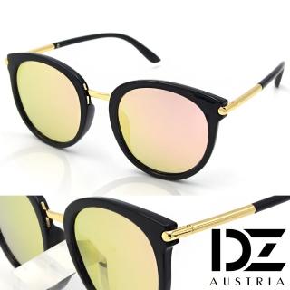 【DZ】UV400防曬偏光太陽眼鏡墨鏡-風尚圓柱(黑框金粉膜)