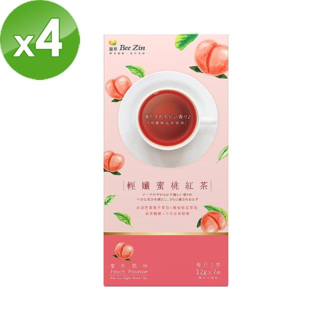 【BeeZin康萃】輕孅蜜桃紅茶x4盒(12公克/包;7包/盒)