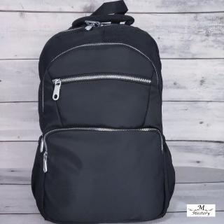 【Misstery】後背包防潑水面料可置於行李箱拉桿後背包-黑(台灣防潑水面料)