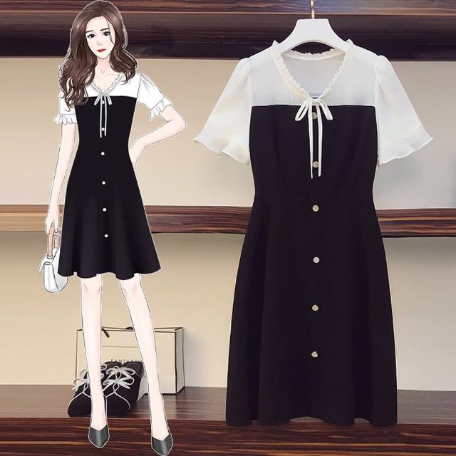 【麗質達人】3152黑白拼色洋裝(特價商品)