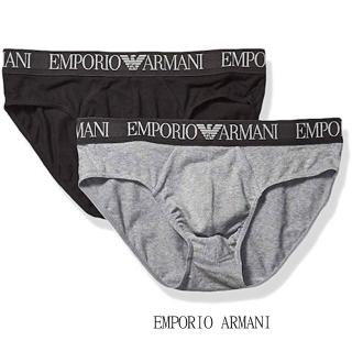 【EMPORIO ARMANI】2020時尚彈力棉黑灰色三角內著混搭2件組-網
