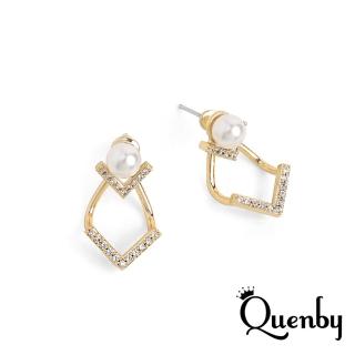 【Quenby】925純銀 氣質V形一款兩戴百搭耳環(飾品/配件/