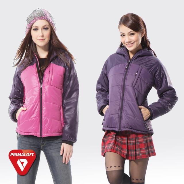 【SAMLIX 山力士】PRIMALOFT女輕量化兩面穿防潑水保暖外套#353(紫色.桃紅色)