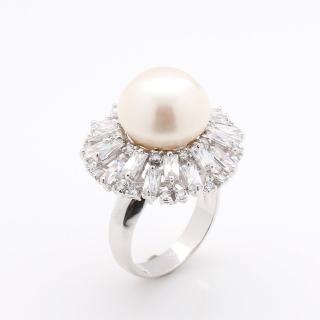 【寶石方塊】天然珍珠戒指-925銀飾-高貴優雅(天然珍珠)