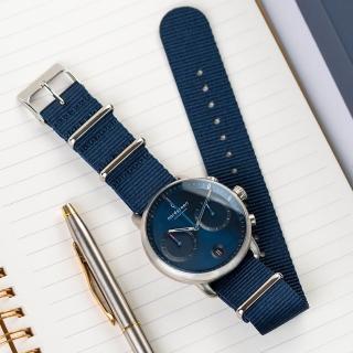 【Nordgreen】ND手錶 先鋒 Pioneer 42mm 月光銀殼×藍面 北歐藍尼龍錶帶(PI42SINYNANA)