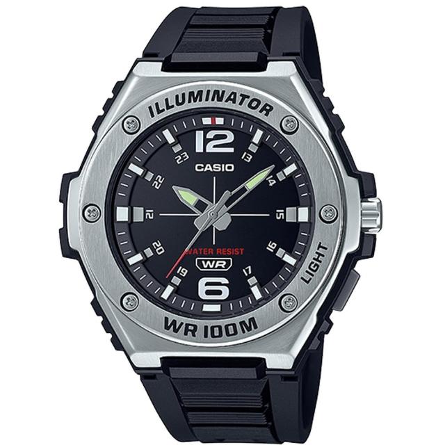 【CASIO 卡西歐】重工業風金屬錶圈指針錶-黑面(MWA-100H-1A)