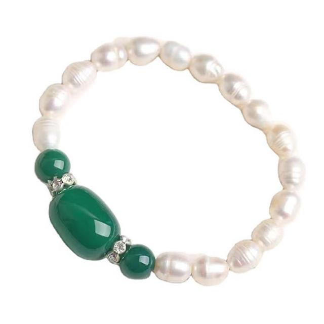 【Jpqueen】時尚珍珠鋯石手環(2色可選)
