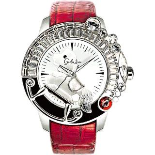 【Galtiscopio 迦堤】童真木馬系列 創作夢幻手錶-白x紅錶帶/50mm(LG1SS227RLS)