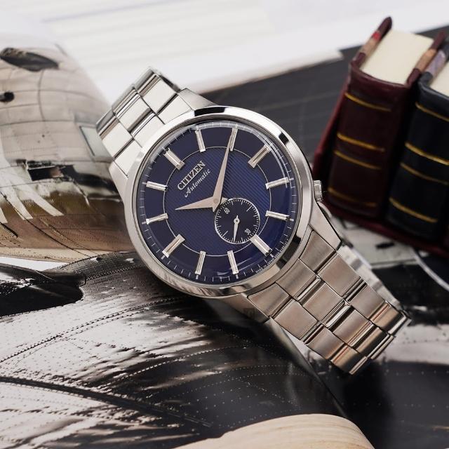 【CITIZEN 星辰】小秒針紳士機械錶-藍/41mm 女王節(NK5000-98L)