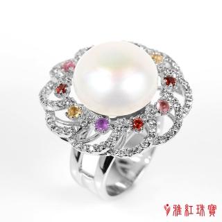 【寶石方塊】天然珍珠戒指-花團錦簇-925銀飾