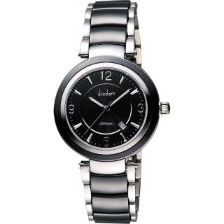 【Diadem 黛亞登】都會女伶陶瓷手錶-黑/35mm(8D1407-511D-D)