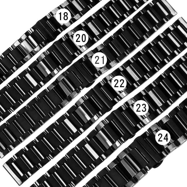 【Watchband】18.20.21.22.23.24 mm / 各品牌通用 亮光色澤 蝴蝶雙壓扣 不鏽鋼錶帶(鍍黑)