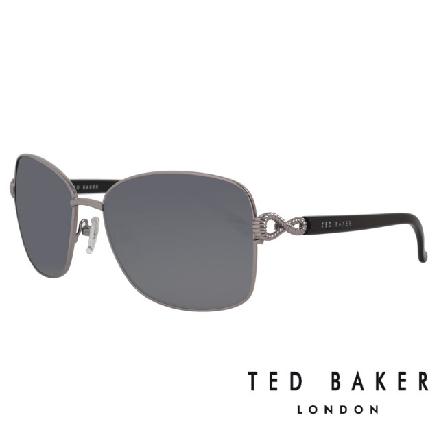 【TED BAKER】限量新款 英國復古街頭方框太陽眼鏡(TB1211-900 銀/黑)