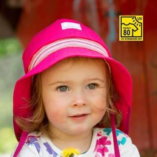 【德國 Pickapooh】有機棉幼童防曬遮陽帽 UV80(櫻紅 6-12個月)
