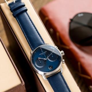 【Nordgreen】ND手錶 先鋒 Pioneer 42mm 月光銀殼×藍面 北歐藍真皮錶帶(PI42SILENANA)