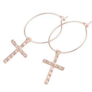 【Jpqueen】聖母十字金繽歐美大圈圈垂墜耳環(2色可選)