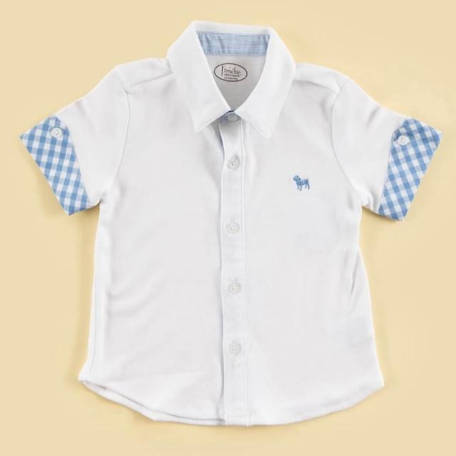【Frenchie Mini Couture】男嬰兒童短袖上衣(白色POLO)