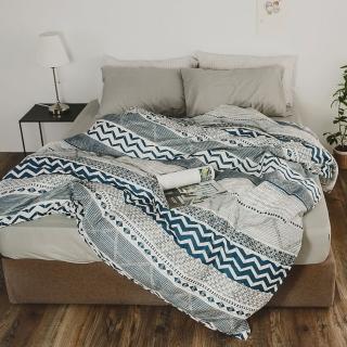 【絲薇諾】MIT精梳純棉 圖騰 四件式 兩用被床包組 戀路海岸(雙人)