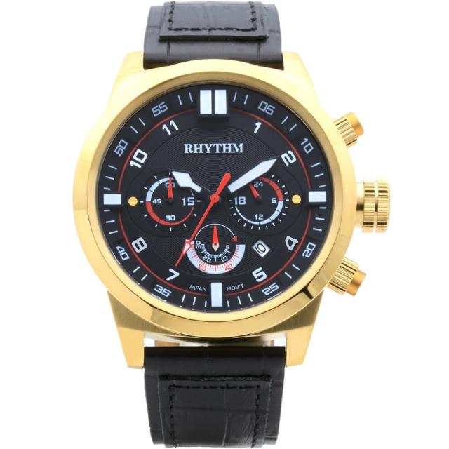 【RHYTHM 麗聲】三眼計時手錶-48mm(SI1602L02)