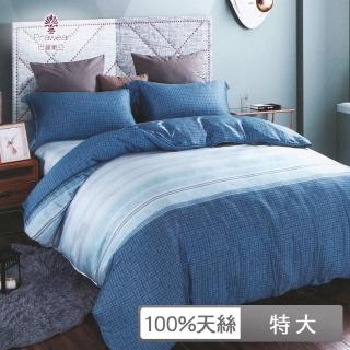 【Prawear 巴麗維亞】100%天絲條紋六件式兩用被床罩組佛羅倫斯(特大)