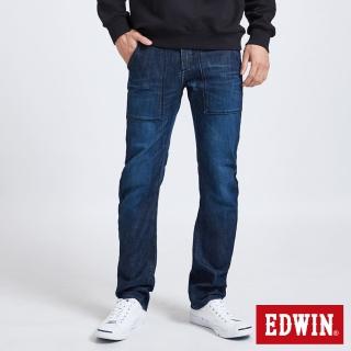 【EDWIN】男裝 E-F 3D窄管牛仔長褲(酵洗藍)