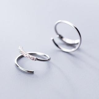 【HaNA 梨花】韓國鍍銀高級感極簡水鑽耳環