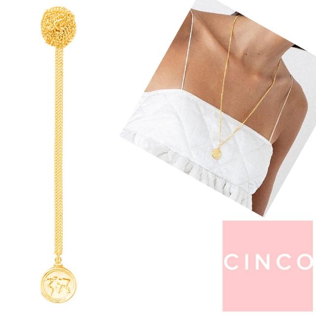 【CINCO】葡萄牙精品 Gigi necklace 24K金硬幣項鍊 世界地圖款 65公分(925純銀)