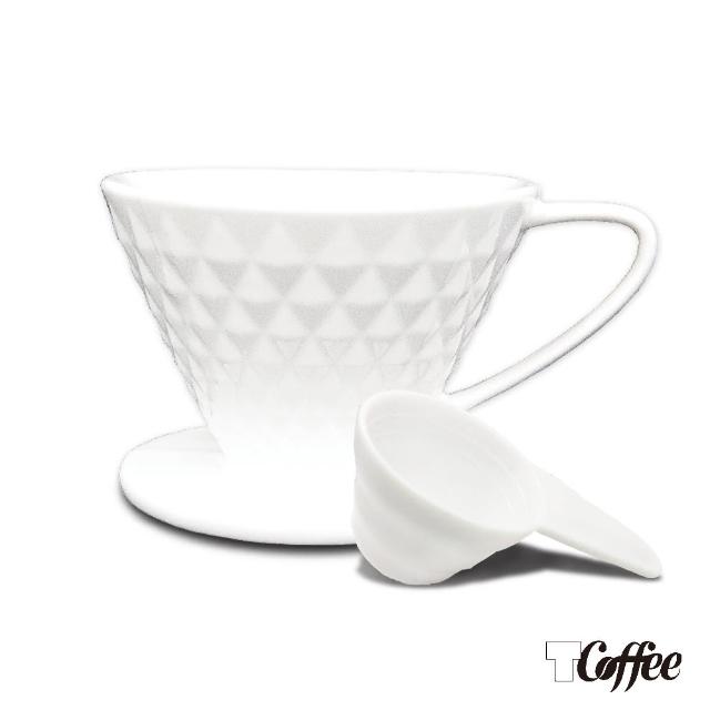 【TCoffee】MILA-白色鑽型陶瓷濾杯102附量匙(2~4杯份)