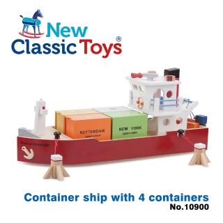 【New Classic Toys】貨櫃系列-木製裝運貨櫃船玩具(10900)