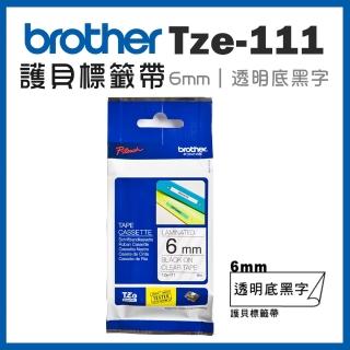 【brother】TZe-111 護貝標籤帶(6mm 透明底黑字)
