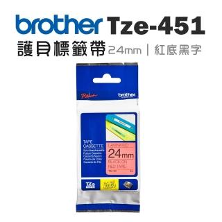 【brother】TZe-451 護貝標籤帶(24mm 紅底黑字)