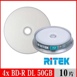 【RITEK錸德】4x BD-R DL 50GB 藍光片 珍珠白滿版可列印/10片布丁桶裝
