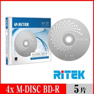 【RITEK錸德】M-DISC千年光碟 4x BD-R 25GB/單片盒裝5入