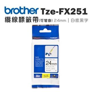 【brother】TZe-FX251 可彎曲纜線標籤帶(24mm 白底黑字)