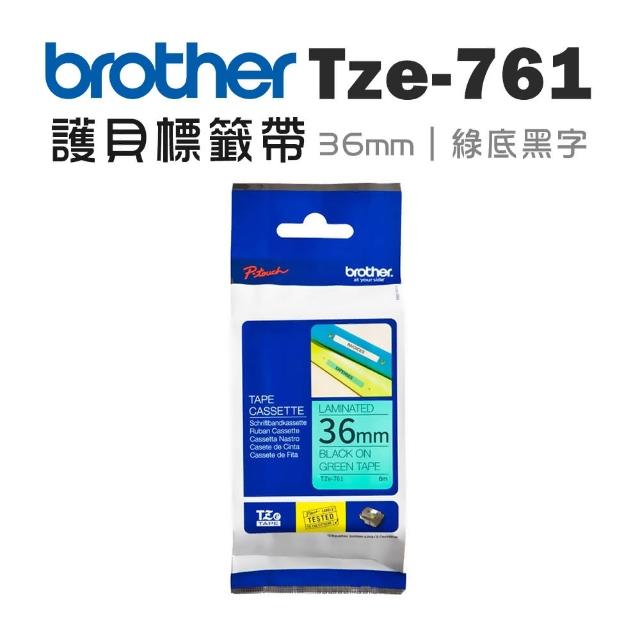 【brother】TZe-761 護貝標籤帶(36mm 綠底黑字)
