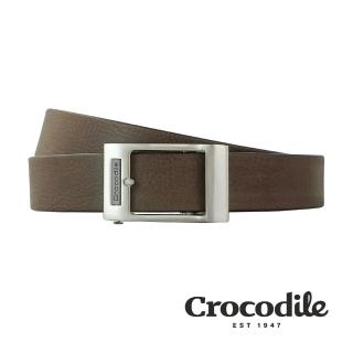 【Crocodile】Crocodile 鱷魚皮件 35mm寬版 真皮自動扣皮帶 0101-25006-03-淺咖色(義大利進口牛皮)