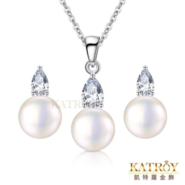 【KATROY】天然珍珠銀項鍊耳環  925純銀項鍊 8.0 - 8.5 mm 高雅 PG20016-1(套組)