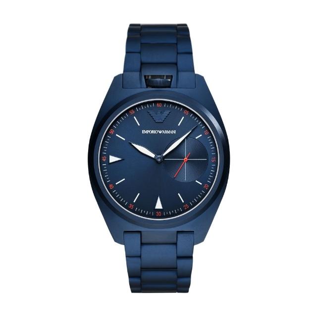 【EMPORIO ARMANI】經典藍設計款腕錶43mm(AR11309)