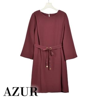 【AZUR】優雅女伶氣質腰帶造型洋裝