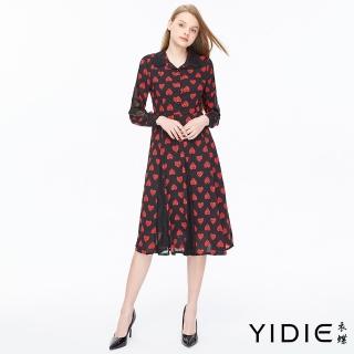 【YIDIE 衣蝶】愛心圖案拼接蕾絲長洋裝