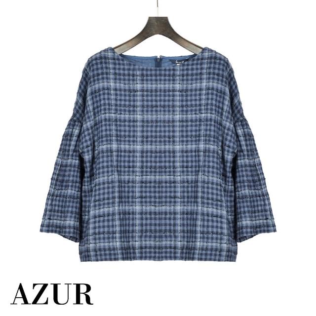 【AZUR】經典英倫風格紋寬版上衣