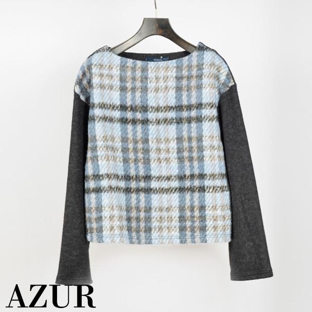 【AZUR】經典英倫風格毛料拼接上衣