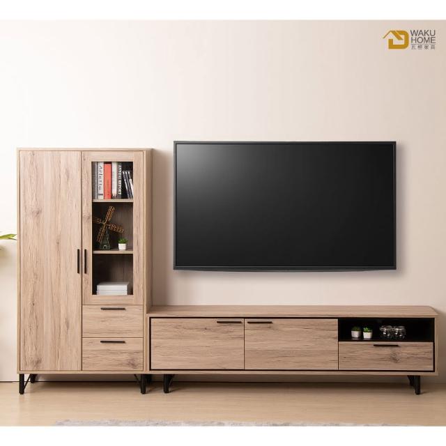 【WAKUHOME 瓦酷家具】Ryan 輕工業風白橡木 8.6尺L型電視櫃B001-K306-1