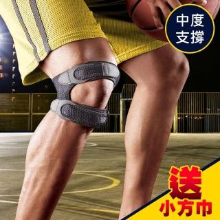 【3M】護多樂/雙帶型護膝/送小方巾(09195 黑色/運動護具)