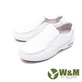 【W&M】女 經典素面莫卡辛 樂福鞋 厚底鞋 女鞋(白)