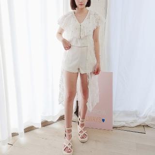 【BBHONEY】韓國設計款套裝蕾絲罩衫短褲上衣三件式(網美必備款)