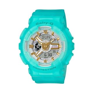 【CASIO 卡西歐】BABY-G 可愛運動雙顯錶 橡膠錶帶 蒂芬妮綠 防水100米(BA-110SC-2A)
