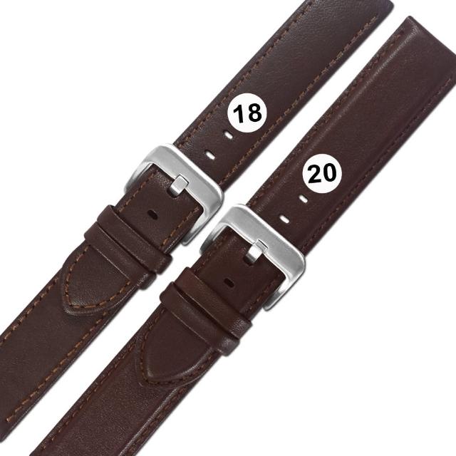 【Watchband】18.20 mm / 各品牌通用 義大利進口 微防水 真皮錶帶(褐色)