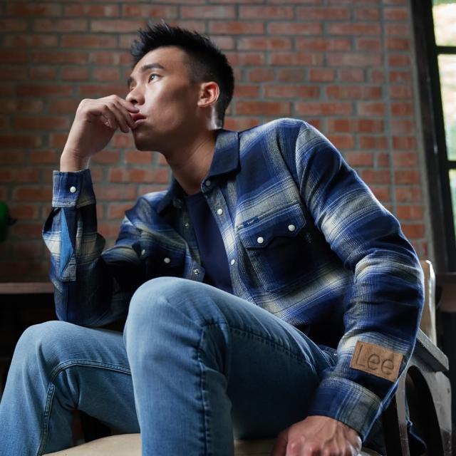【Lee 官方旗艦】男裝 長袖襯衫 / 經典格紋 灰霧藍 標準版型 / 101+ 系列(LL20029066T)